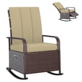 thumbnail image 1 of Outsunny Wicker Rocking Chair with Cushion Adjustable Footrest Khaki, 1 of 5