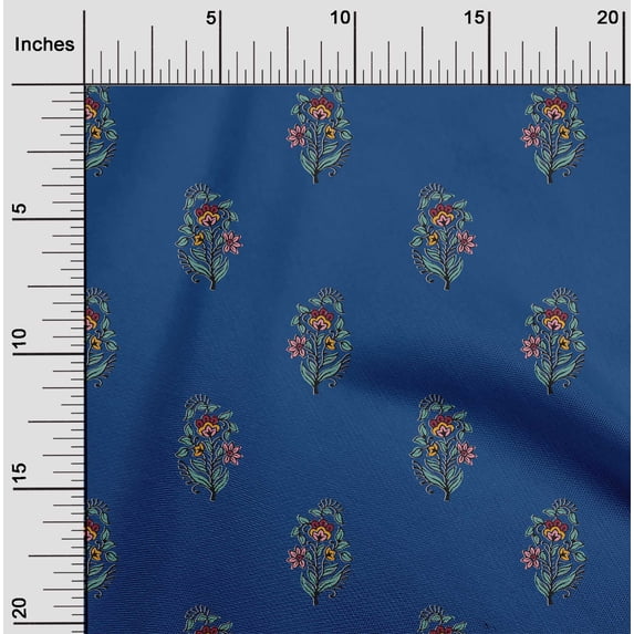 oneOone Georgette Viscose Fabric Leaves & Floral Block Decor Fabric Printed BTY 42 Inch Wide