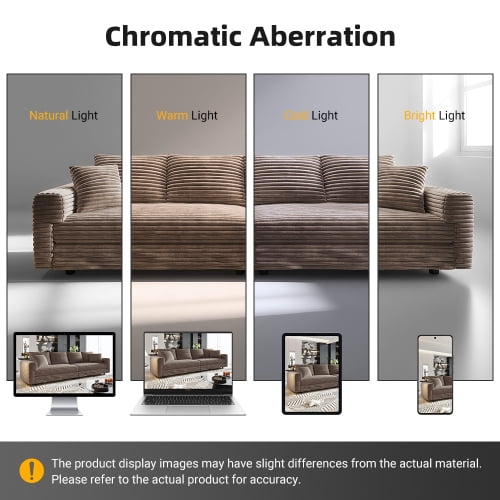 Howcool 102" Modular Cloud Sectional Sofa, Modern Oversized Deep Seat Corduroy Couch with Memory Foam Cushions, Built-in Storage and Cup Holders,Came