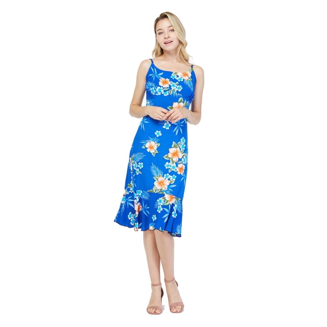 Hawaii Hangover Robe à Volants Sirène Hawaïenne pour Femmes 2TG Hibiscus Bleu