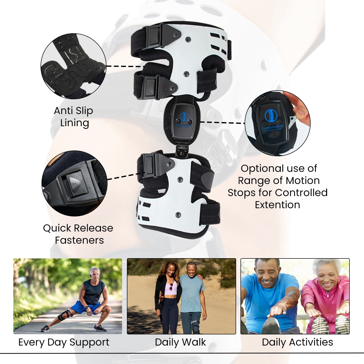 Comfyorthopedic OA Unloader Knee Brace for Osteoarthritis, Bone on Bone Arthritis,  Valgus Varus Offloading Knee Joint Pain & Cartilage Repair Degeneration- Left