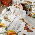 thumbnail image 4 of Manfei Autumn Pumpkin Bedding Twin Size, Vibrant Sunflower Bed Set, Rustic Farmhouse Reversible Bedding Sets Twin Size, Breathable Bedroom Decorative, 7pcs, 4 of 7