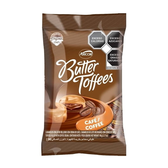 Caramelos Arcor Butter Toffees con leche rellenos de crema de café 90 g