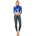 thumbnail image 5 of Sakkas Metallic Liquid Mock Neck Turtleneck Long Sleeve Crop Top - Made in USA - Royal Blue - Small, 5 of 6