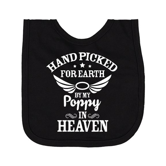 Inktastic Handpicked for Earth by My Poppy in Heaven with Angel Wings` Newborn Bib