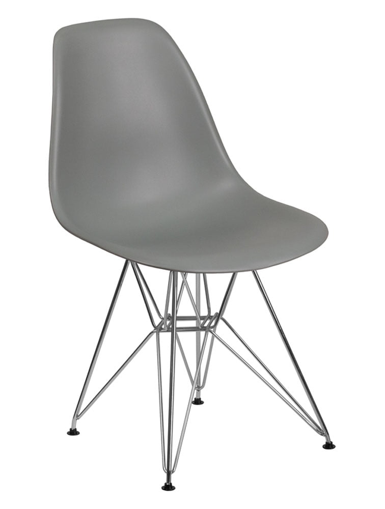 Offex Series Gray Plastic Chair with Chrome Base