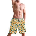 thumbnail image 5 of Dailycode Men's Quick Dry Swim Trunks Beach Shorts Casual Summer Board Shorts with Pockets, Orange Slice and Leaf, 5 of 8