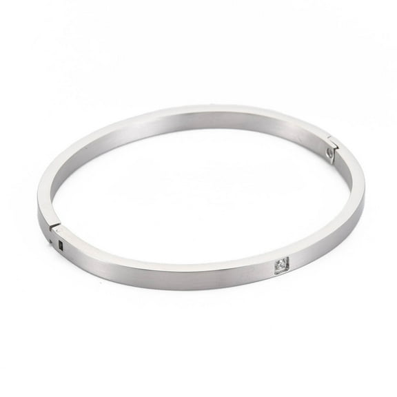 2pcs Rhinestone Square Bangle Stainless Steel Hinged Bangle for Women Stainless Steel color Inner Diameter: 1-7/8x2-1/4 inch(4.8x5.8cm)
