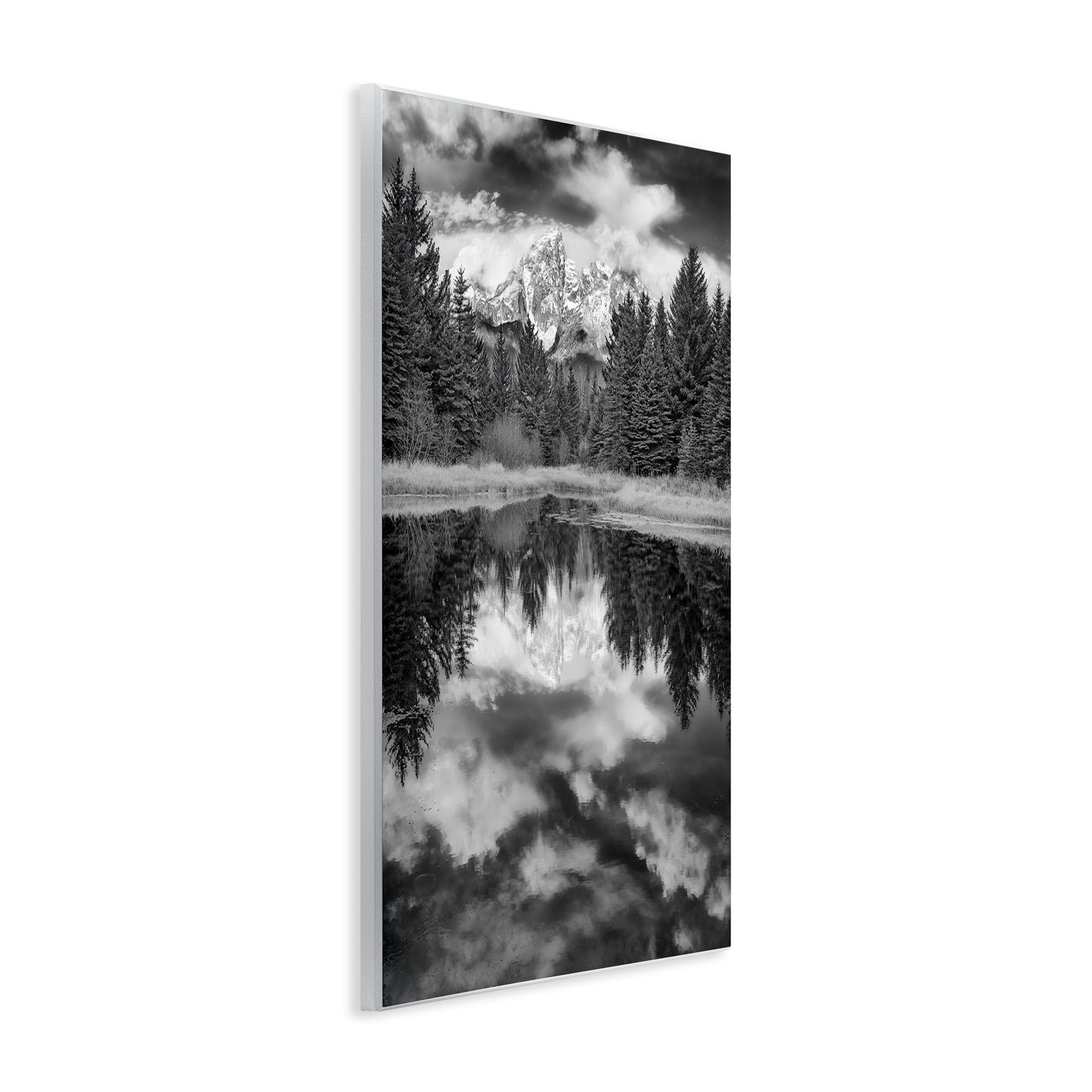 Stupell Industries Black & White Forest Reflection Landscape & Nature Photography Unframed Art Print Wall Art, 10 x 15