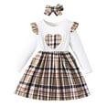 thumbnail image 1 of Robes pour Filles à Manches Longues, Imprimé de Cœurs, Rayé, à Carreaux, Ourlet à Volants, Floral, Ligne A, Robe Décontractée de Fête pour Tout-Petits et Enfants, 1 of 4