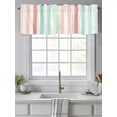 thumbnail image 4 of Valances for Windows Coral Red Cyan Stripes Rod Pocket Cafe Window Treatments Valance Curtains for Kitchen Bathroom Laundry Basement Windows 60"x18", 4 of 9