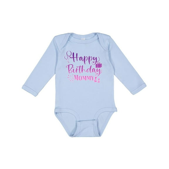 Inktastic Purple Happy Birthday Mommy Boys or Girls Long Sleeve Baby Bodysuit