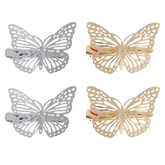 Raindrops 4Pcs Creative Butterflies Modeling Hair Clips Alloy Hair Side Clamps Assorted Colors