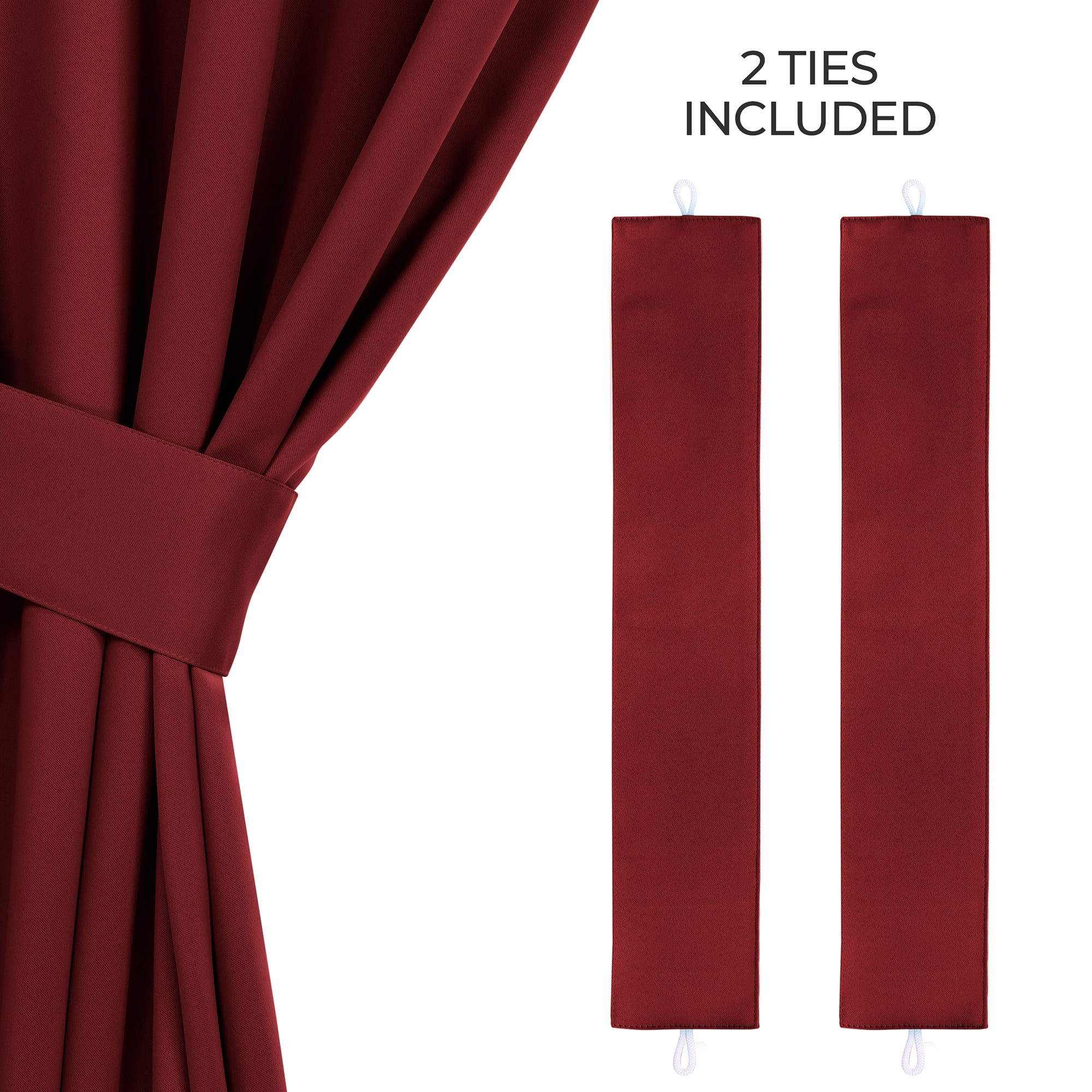 Superior Blackout Solid Light Filtering Grommet Curtain Panel Set, 46" x 108", Sangria