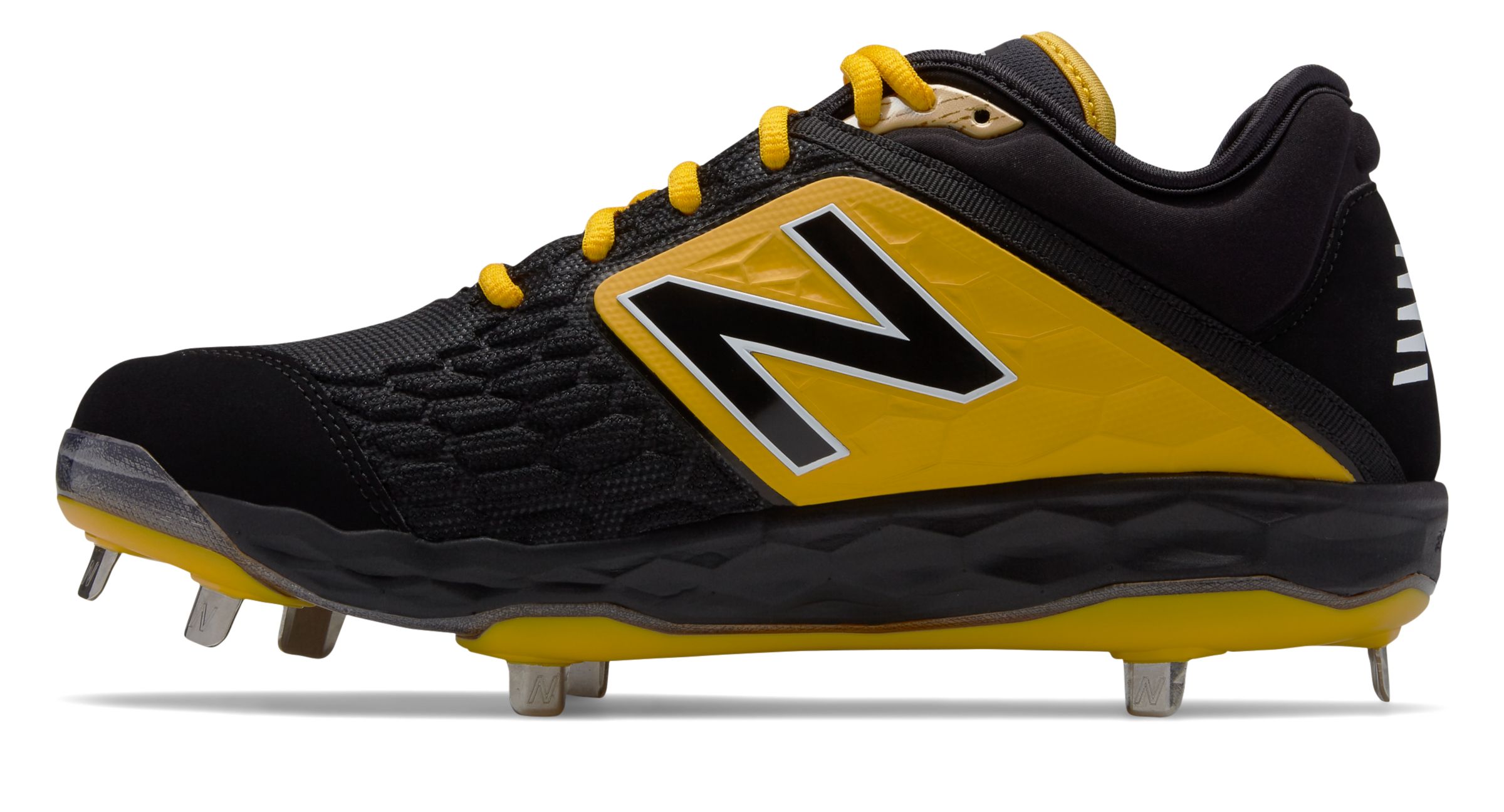 New Balance Low-Cut 3000v4 Metal Baseball Cleat Mens Shoes Black with Yellow - image 2 of 4