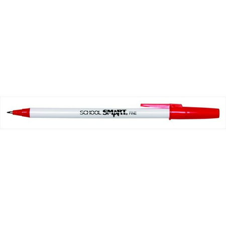 School Smart 038163 Round Refillable Stick Pen, Fine Tip, Red, Pack -