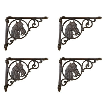 Midwest Craft House Cast Iron Style Horse Brackets Rustic Corbels 4 Pack, 9" Long