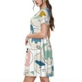 thumbnail image 2 of Rateoe Cute Dinosaurs Pattern Women’s Short Sleeve Dress – Casual Elegant Summer A-Line Dress for Everyday Wear, 2 of 6