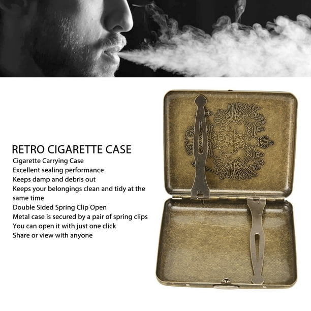 Vintage Cigarette Holder Case, Double Sided Spring Clip Open Metal Cigarette  Carrying Case Prevent Extrusion 20 Capacity for Outdoor