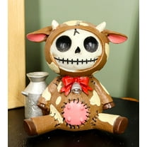 Ebros Furrybones Brown Moo Moo Bovine Cow With Milk Jug Voodoo Skeleton Figurine