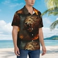 thumbnail image 3 of Balery Cool Flame Lion A Camisas hawaianas de manga corta para hombre, camisas playeras de corte holgado, camisas de vacaciones con botones,XX-Large, 3 of 7