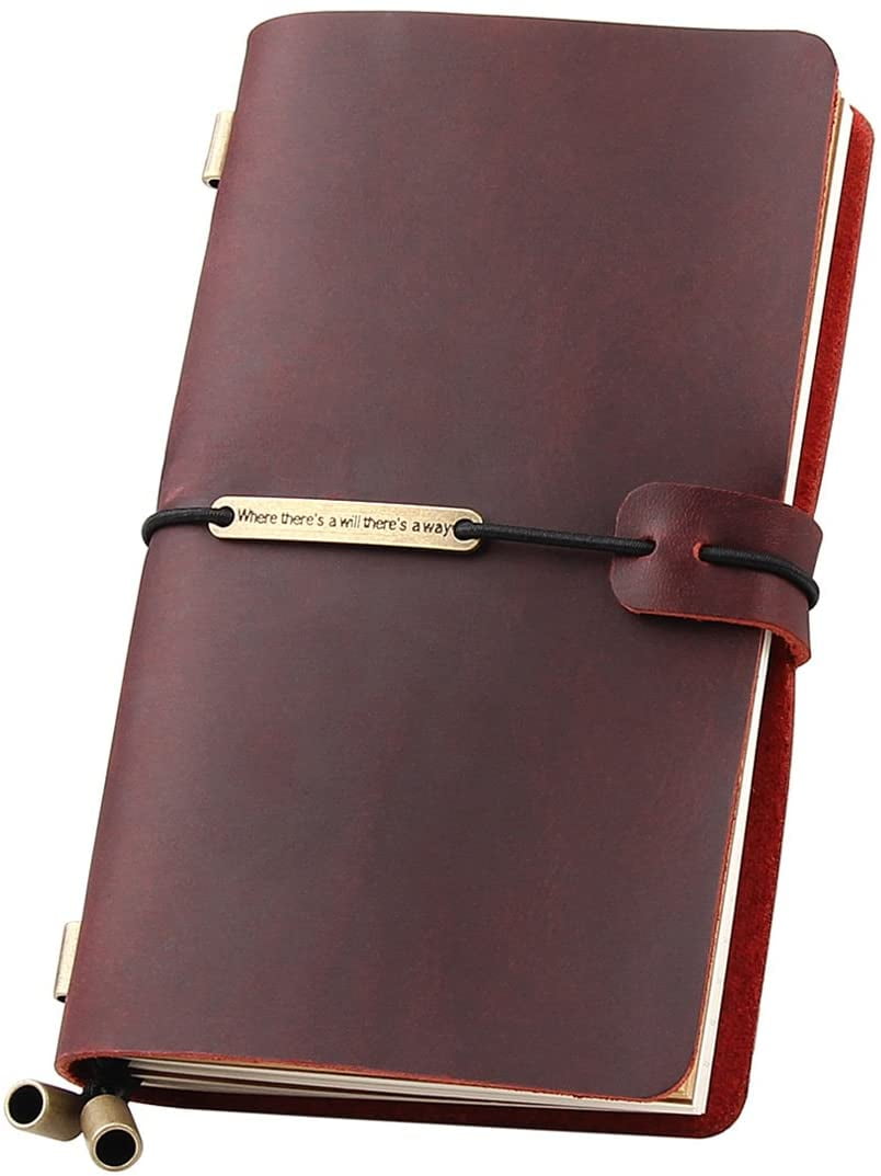 Rustic Vintage Leather Refillable Spiral Notepad Travel Day Journal Diary Brown 