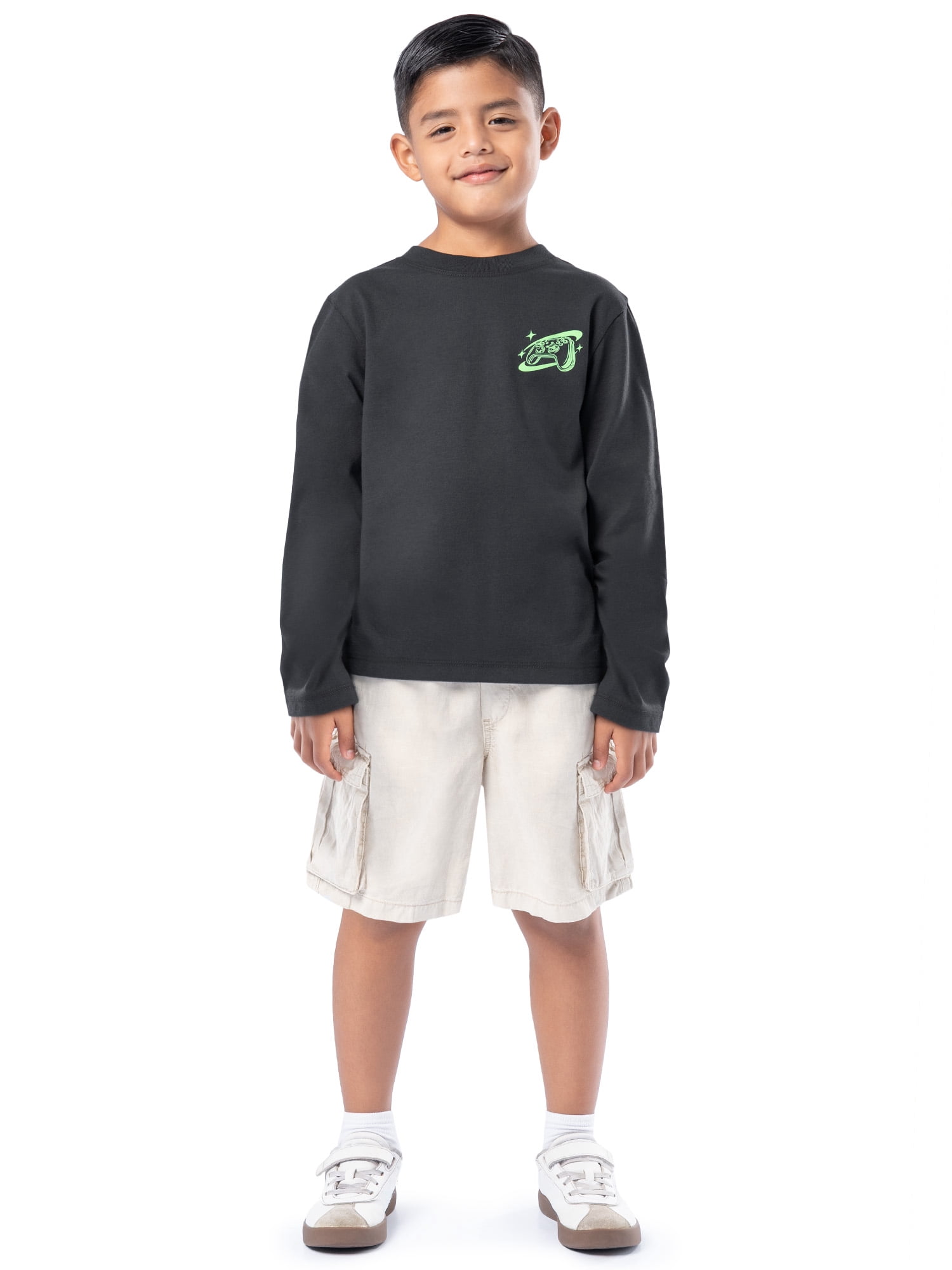 Wonder Nation Boy's Long Sleeve Elevated Graphic T-Shirt, Sizes 4-18 & Husky
