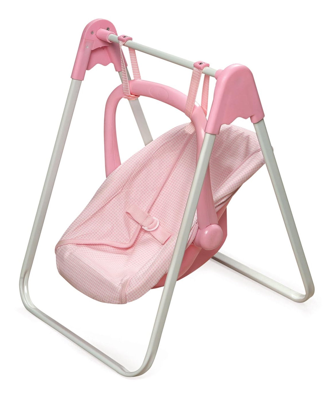 Badger Basket Doll Swing with Portable Carrier Seat Pink/Gingham