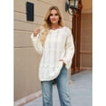 thumbnail image 5 of Women Shirts Knit Off-Shoulder Sweater Long Sleeve Crochet Hollow Out Boho Chic Pullover White L, 5 of 10