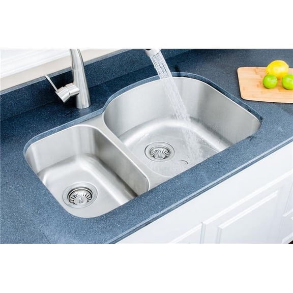 WELLS SINKWARE Craftsmen Series 32'' L x 21'' W Double Basin Undermount Kitchen Sink with Basket Strainer and Grids