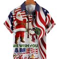 thumbnail image 1 of American Flag & Santa & Snowman Pattern Men's Summer Short Sleeve Lapel Shirt, Christmas Themed Men's Top, 1 of 5