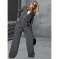 thumbnail image 5 of Women'S 2 Piece Casual Outfits Cropped Blazer Jackets High Waisted Wide Leg Work Pants Suit Set Dark Gray XL, 5 of 10