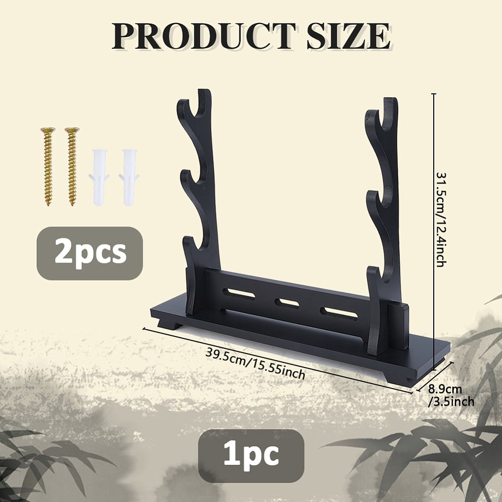 3-Tier Stand Katana Stand 39.5x8.9x31.5cm Wooden Katana Holder Black Swords Display Holder Wood Swords Racks for Home Decor Collectors Men Husband