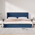 thumbnail image 5 of Zanmintaobo King Lift up Storage Bed with Wingback Headboard,Hydraulic Flannel Upholstered,Metal Frame,No Box Spring Needed,Easy Assembly,Navy Blue, 5 of 5