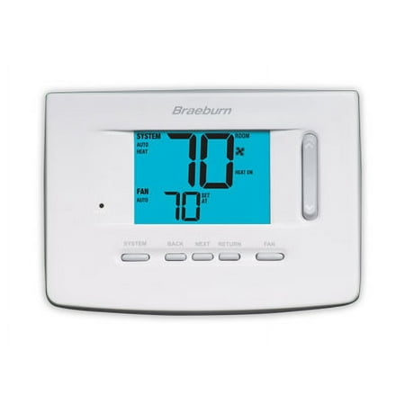 Braeburn Low Voltage Thermostat, 18 to 30VAC White 3020