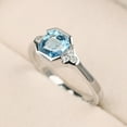 thumbnail image 2 of Real Swiss blue topaz anniversary ring,sterling silver,asscher cut ,November birthstone ring, 2 of 5