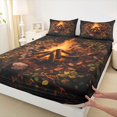thumbnail image 3 of Manfei Jungle Adventure Fitted Sheet Full 3 Pieces,Camping Campfire Bed Set,Brown Orange,1 Fitted Sheet and 2 Pillowcases, 3 of 6