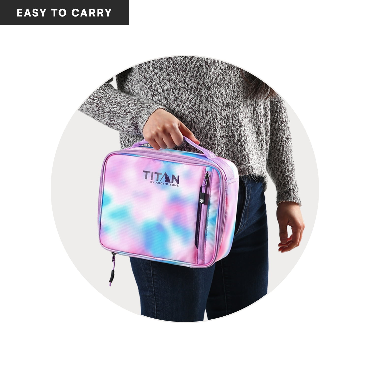 Titan by Arctic Zone Fridge Cold Horizontal Insulated Lunch Box with Reusable Ice Walls - Cotton Candy