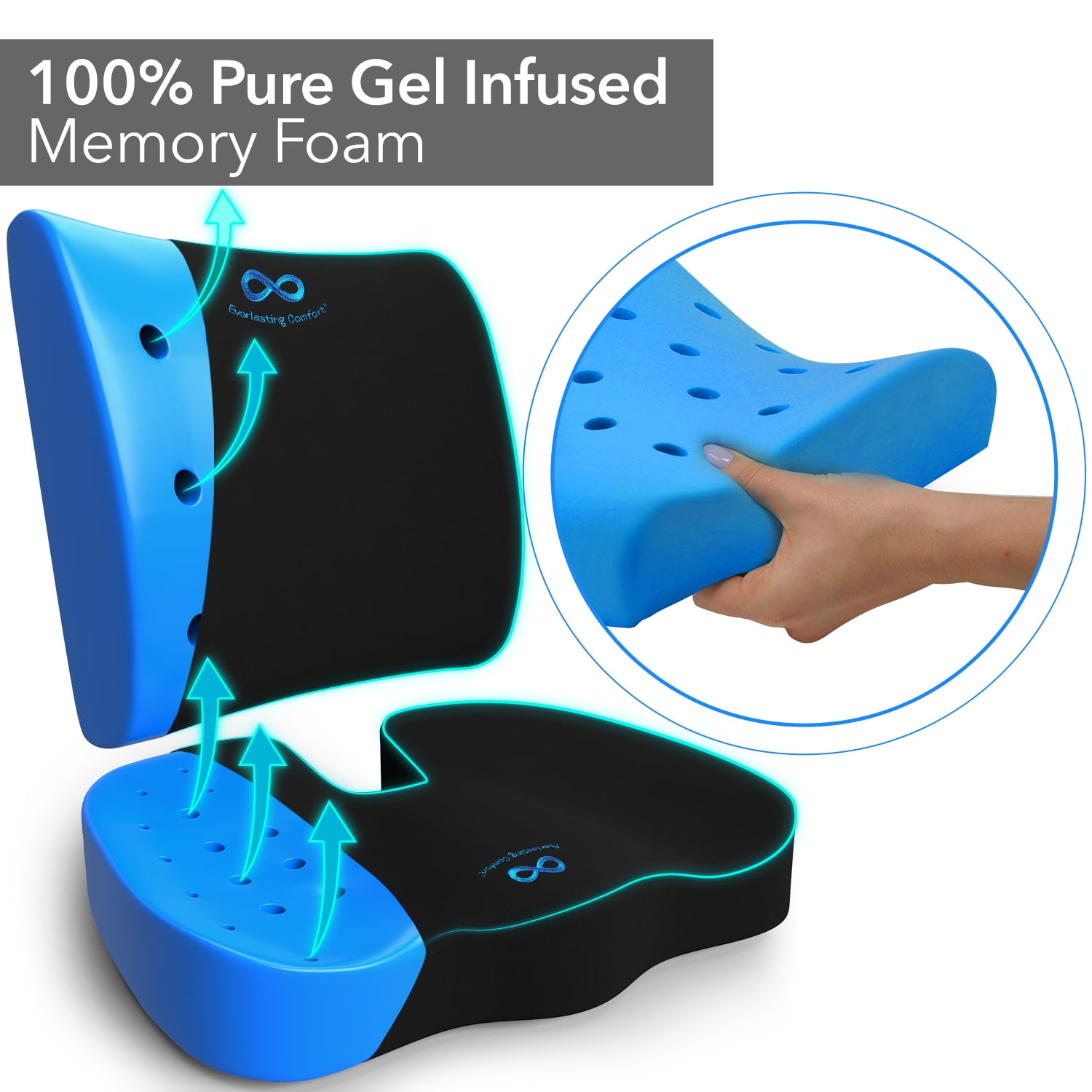 Back Cushion: Gel Infused Lumbar Support – Everlasting Comfort