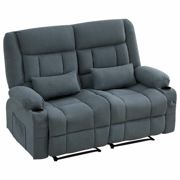 Spaco Gray Manual Recliner Loveseat - Oversized Ergonomic Style with Cup Holders & Side Pocket