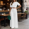 thumbnail image 7 of Two Piece Sets for Women Going out Summer Solid Color Fashionable Casual Temperament Elegant Short Top Long Pants Set Two-piece Set, 7 of 7