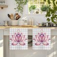 thumbnail image 4 of Pink Lotus Flowers Kitchen Towels Set of 2, Classic Love Heart Leaves Grey Absorbent Dish Towels for Kitchen, Microfiber Hand Towel, Quick Drying Tea Towel for Cleaning Decorative Dishcloths, 4 of 7