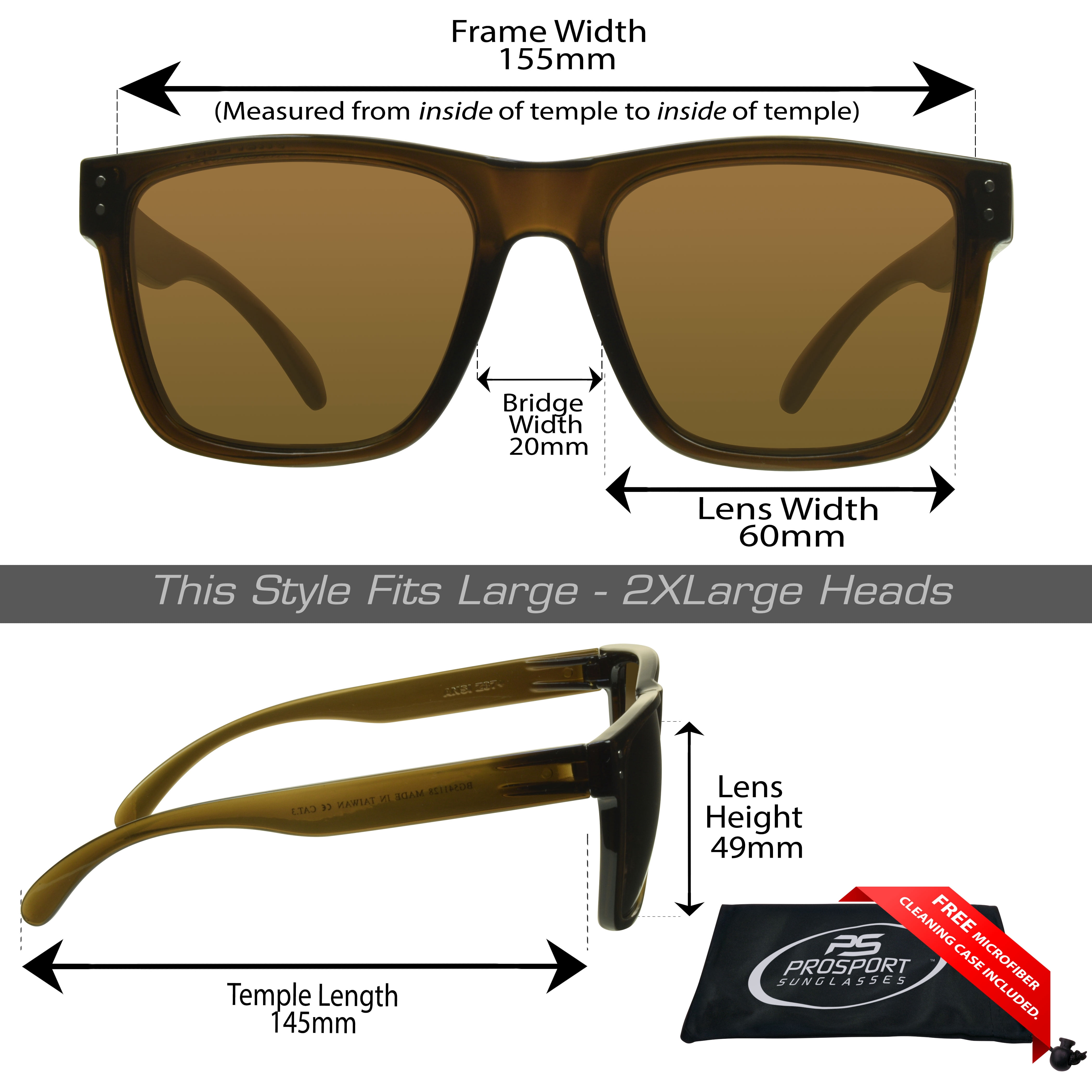 proSPORT Safety Sunglass Large Wide Big Tall Men Brown Lens Protective Z87 Lens Outdoor Work