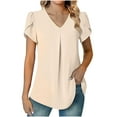 thumbnail image 3 of Fesfesfes Woman Shirts Women's Casual Sleeve Tops V-Neck Short Sleeve T- Cute Solid Summer Loose Blouses Tops Short Sleeve Tops S(US:4), 3 of 9