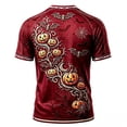 thumbnail image 3 of Men's Halloween Shirts Pumpkin Spooky Ghost Print Short Sleeve Tops Lightweight Crewneck Muscle T-Shirt Fall Halloween Costumes,Wine,M, 3 of 3