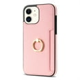thumbnail image 4 of Allytech iPhone 12 Case, iPhone 12 Pro Case with Ring Holder, Premium PU Leather Cards Holder Kickstand Slim Fit Shell Shockproof Drop Protection Wallet Case Cover for Apple iPhone 12/ 12 Pro-Pink, 4 of 8