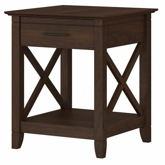 Pemberly Row Farmhouse Engineered Wood End Table with Storage in Cherry