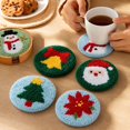thumbnail image 3 of Christmas Punch Needle Coaster DIY Kit Embroidery Heat Resistant Mat Handcrafted Beverage Pad Stress Relief Holiday Art Material Set Home Decor B110, 3 of 3