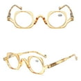 thumbnail image 2 of 4 Pairs of Fashion Yellow Clear Frame Reading Glasses Personality Retro Featured Spring Hinge Square 40mm Round Plastic Readers +4.00, 2 of 3