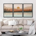 thumbnail image 3 of Wall26 Framed Prints Canvas Wall Art Set of 3 Pastel Mountain Range Forest Lake Reflection Nature Wilderness Illustrations Decoration Multicolor Modern Home Wall Decora - Black 16"x24"x3, 3 of 5